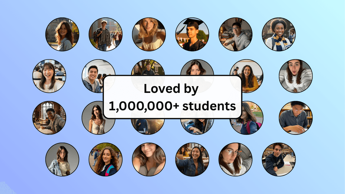 Loved by 250,000+ students - showing diverse student portraits